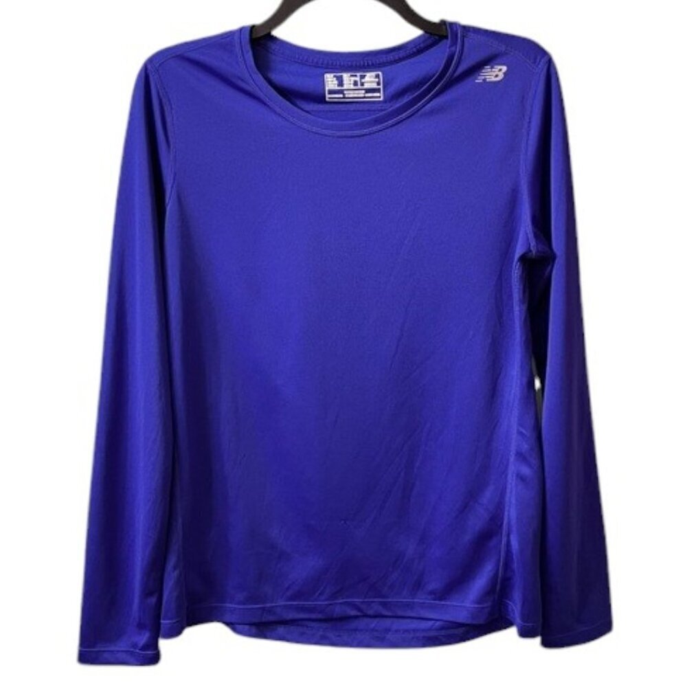 New Balance Activewear LIGHTNINGDRY Blue Long Sleeve Training Shirt Size Medium